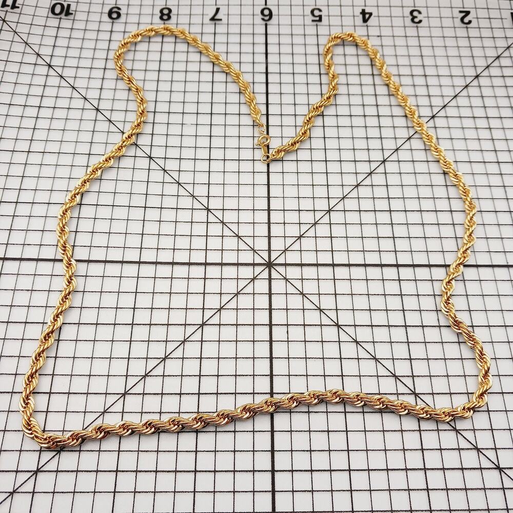 Necklace VTG Chain Trifari Crown Textured Gold Tone Rope Opera 60s Twist 26"